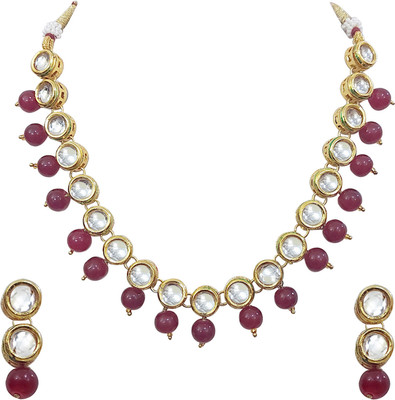 Anahat collection Alloy Maroon Jewellery Set(Pack of 1)