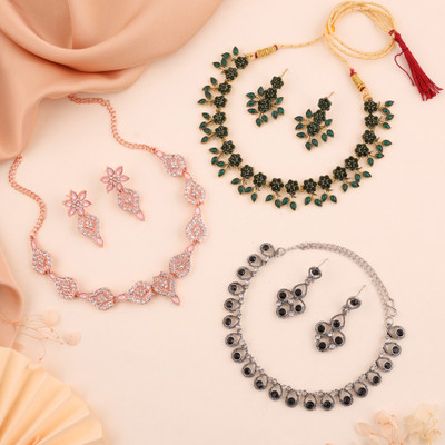 Alasca Brass Gold-plated Multicolor Jewellery Set(Pack of 3)