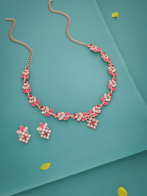 Alasca Brass Gold-plated Rose Gold, Pink Jewellery Set(Pack of 1)