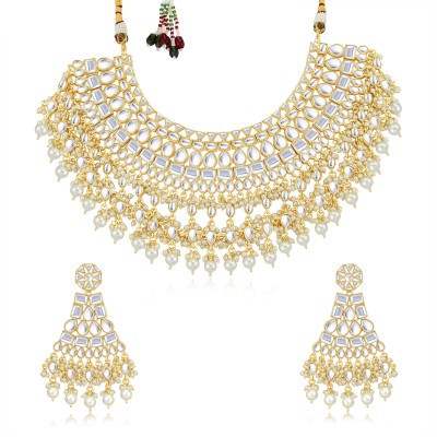 Sukkhi Alloy Gold-plated White Jewellery Set(Pack of 1)