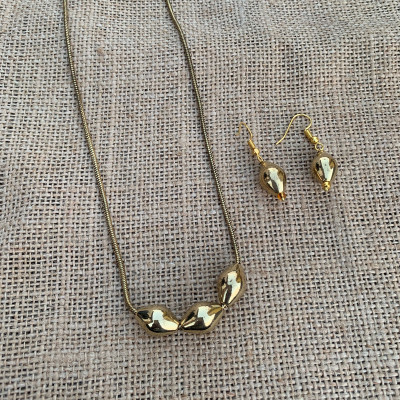 GEODE DELIGHT Oxidised Silver Gold Jewellery Set(Pack of 3)