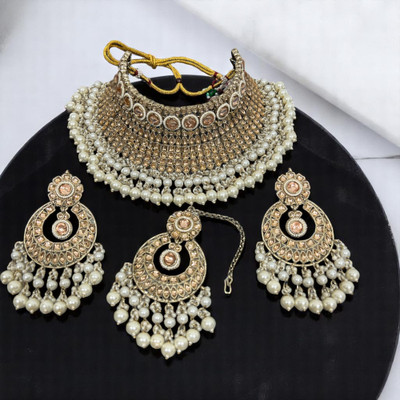 SS IMITATION JEWELLERY Alloy Gold-plated Gold Jewellery Set(Pack of 3)