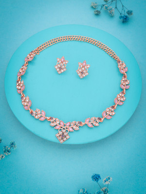 Alasca Brass Gold-plated Rose Gold, Purple Jewellery Set(Pack of 1)