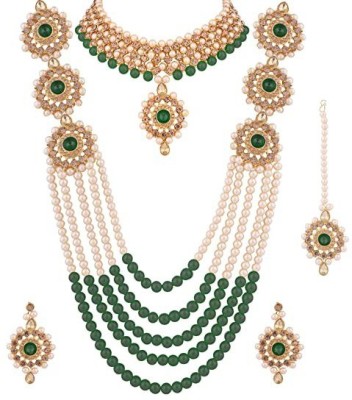 JMBW INTERNATIONAL Mother of Pearl Gold-plated Green, Gold, White Jewellery Set(Pack of 3)