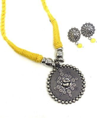 GEODE DELIGHT Oxidised Silver Yellow Jewellery Set(Pack of 3)