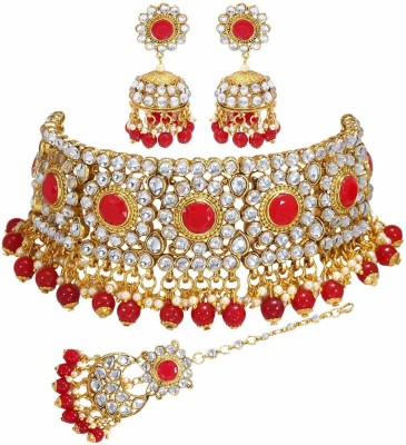 Ashmita Creation Alloy Gold-plated Red, Gold, White Jewellery Set(Pack of 1)