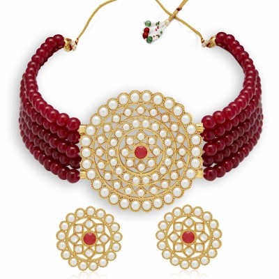 Mad Club Alloy Gold-plated Maroon, Gold Jewellery Set(Pack of 1)