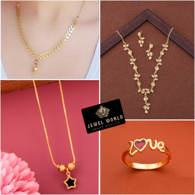 Jewel WORLD Brass, Alloy Gold-plated Gold, Black Jewellery Set(Pack of 1)