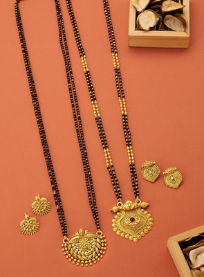 wuzong Alloy Gold-plated Gold, Black Jewellery Set(Pack of 2)