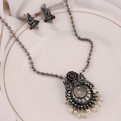 MANSIYAORANGE Copper Sterling Silver Red Jewellery Set(Pack of 3)