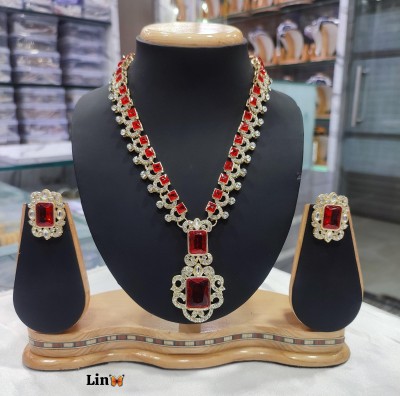 Gyaan Jewels Alloy Gold-plated Red Jewellery Set(Pack of 2)