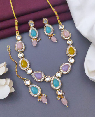 Springal Brass, Alloy Gold-plated, Brass Multicolor Jewellery Set(Pack of 4)
