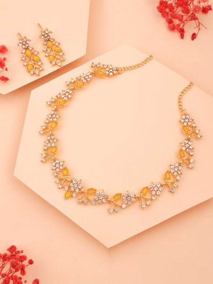 Vedda Brass Gold-plated Gold, White, Yellow Jewellery Set(Pack of 1)