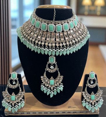 SS IMITATION JEWELLERY Alloy Gold-plated Green, Gold Jewellery Set(Pack of 3)