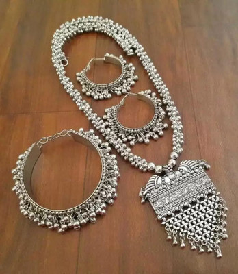 Ijara Oxidised Silver, Alloy Black Silver Silver Jewellery Set(Pack of 1)
