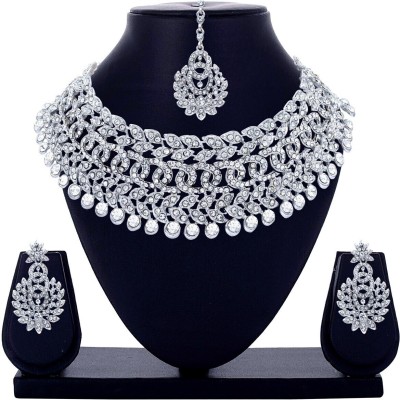 Rukma Alloy Rhodium Silver Jewellery Set(Pack of 1)