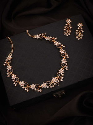 Vedda Brass Gold-plated Gold, White, Black Jewellery Set(Pack of 1)