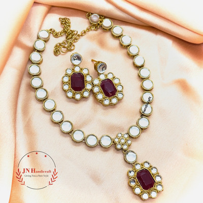 JN Handicraft Alloy Copper Maroon Jewellery Set(Pack of 1)