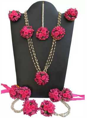 style revolver Fabric Maroon Jewellery Set(Pack of 1)