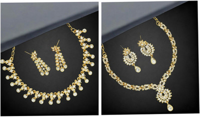 Rhymee Alloy Gold-plated White Jewellery Set(Pack of 1)