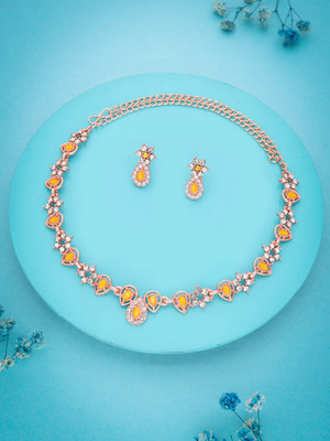 Vedda Brass Gold-plated Rose Gold, Yellow Jewellery Set(Pack of 1)