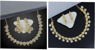 Rhymee Alloy Gold-plated White Jewellery Set(Pack of 2)