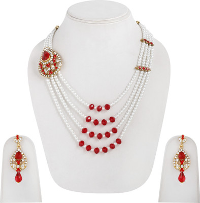 Angel In You Alloy Gold-plated Gold, Red, White, Multicolor Jewellery Set(Pack of 1)