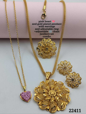 Om Krishiv Collection Brass Gold-plated Gold Jewellery Set(Pack of 2)