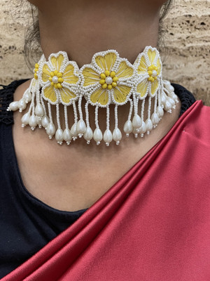 Digital Dress Room Fabric Yellow Jewellery Set(Pack of 3)