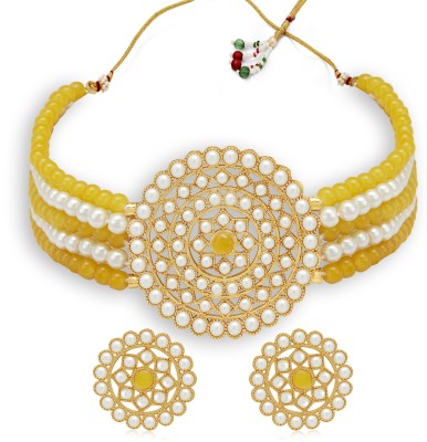 Sukkhi Alloy Gold-plated Yellow, White Jewellery Set(Pack of 1)