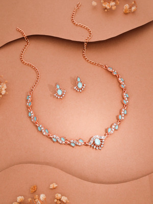 Vedda Brass Gold-plated Rose Gold, Blue Jewellery Set(Pack of 1)