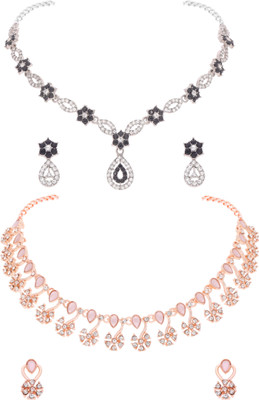 Vedda Brass Gold-plated Silver, Rose Gold, Pink Jewellery Set(Pack of 2)