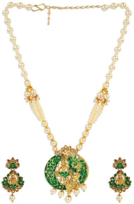 JEWELS GURU Alloy Gold-plated Green Jewellery Set(Pack of 1)