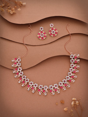 Vedda Brass Gold-plated Rose Gold, Pink Jewellery Set(Pack of 1)