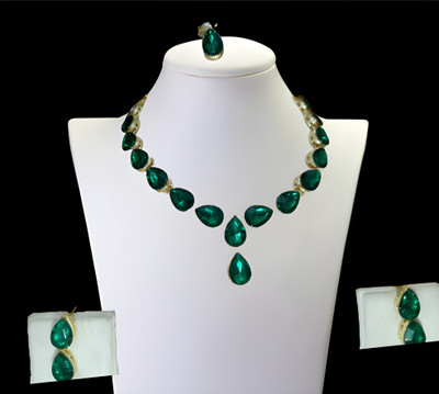 NKB COLLECTION Alloy Gold-plated Green Jewellery Set(Pack of 1)