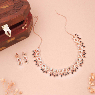 Vedda Brass Gold-plated Pink, Black Jewellery Set(Pack of 1)