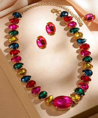 MANSIYAORANGE Alloy Rhodium Multicolor Jewellery Set(Pack of 1)