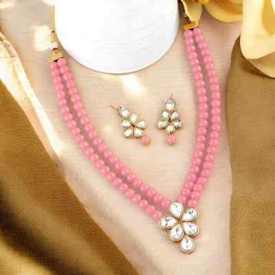 BGA Crystal, Alloy Gold-plated Pink, White Jewellery Set(Pack of 1)