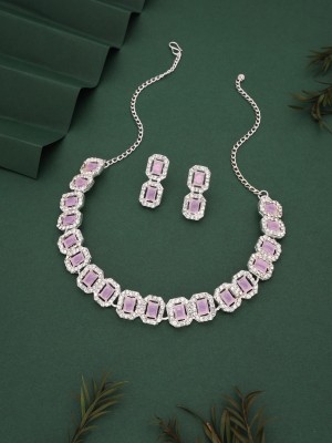 Vedda Brass Gold-plated Silver, White, Purple Jewellery Set(Pack of 1)