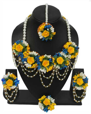 style revolver Fabric Yellow Jewellery Set(Pack of 1)