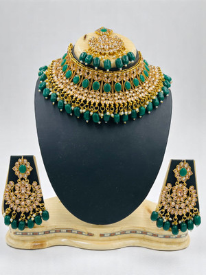 SS IMITATION JEWELLERY Alloy Gold-plated Green Jewellery Set(Pack of 3)