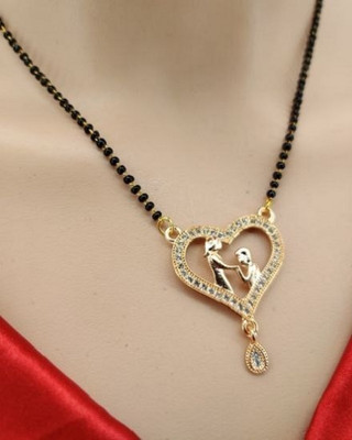 Mohrat Latesh Collection Love Heart Shape Daily wear mangalsutra Black Bead Chain Pendant for Women Alloy Mangalsutra