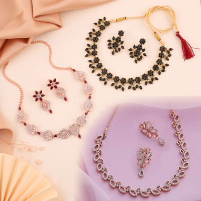 Alasca Brass Gold-plated Multicolor Jewellery Set(Pack of 3)