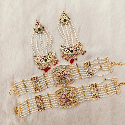 Dado sutho Alloy Gold-plated White Jewellery Set(Pack of 2)