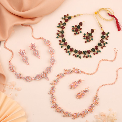 Alasca Brass Gold-plated Rose Gold, Gold Jewellery Set(Pack of 3)