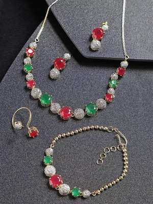 Divastri Alloy Gold-plated Multicolor Jewellery Set(Pack of 5)
