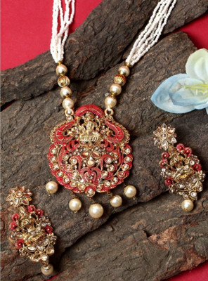 CHARMING JEWELS Alloy Gold-plated Red Jewellery Set(Pack of 1)