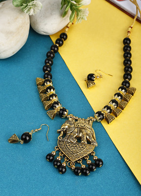 Foxy Trend Alloy Gold-plated Black Jewellery Set(Pack of 3)