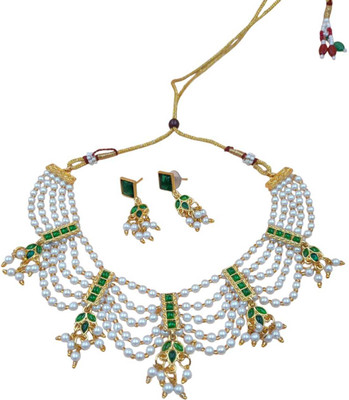 Mk Jewellery Alloy Gold-plated Green Jewellery Set(Pack of 1)