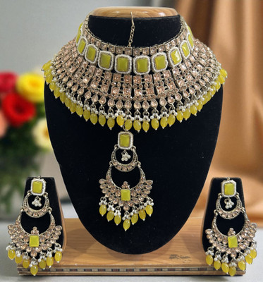 Tulsi Art Jewels Alloy Gold-plated Yellow Jewellery Set(Pack of 3)
